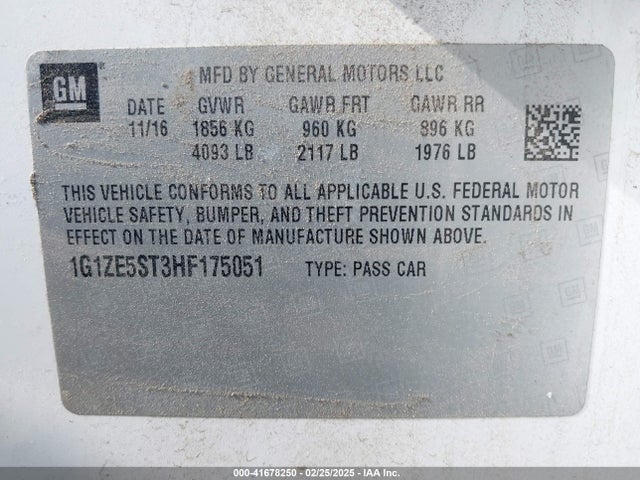 1G1ZE5ST3HF175051 Chevrolet MALIBU 1LT