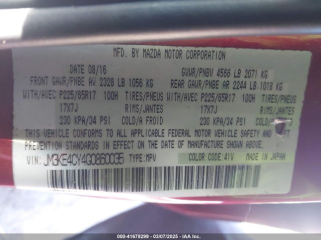 JM3KE4CY4G0860035 Mazda Cx-5 Touring