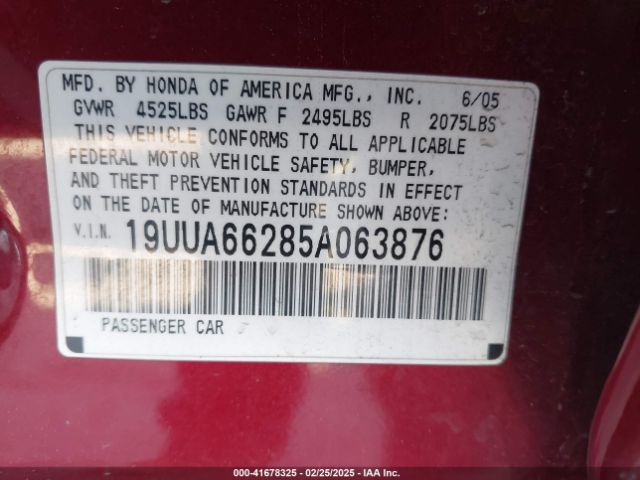 2005 ACURA TL 19UUA66285A063876 Photo 8