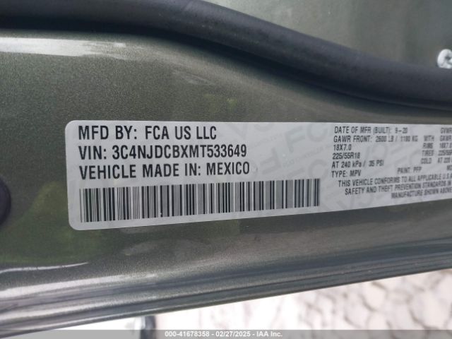 3C4NJDCBXMT533649 Jeep Compass Limited 4x4