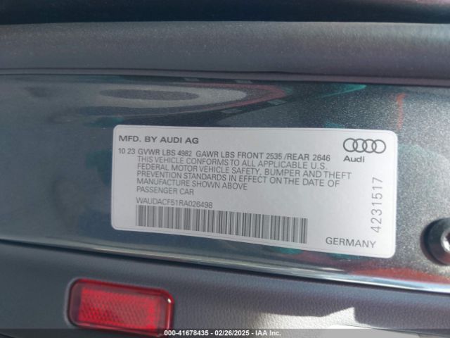 WAUDACF51RA026498 Audi A5 Sportback Premium 45 Tfsi S Line Quattro S Tronic