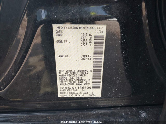 1N4AL3AP6HC136609 Nissan Altima 2.5 S
