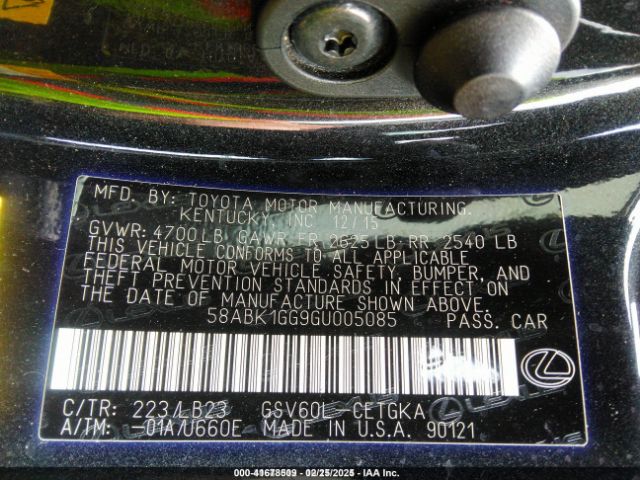 58ABK1GG9GU005085 Lexus ES 350