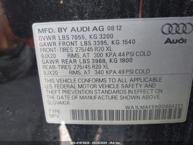 2013 AUDI Q7 WA1LMAFE8DD004221 Photo 8