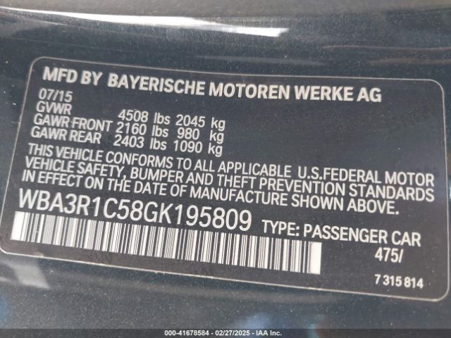 WBA3R1C58GK195809 BMW 435i