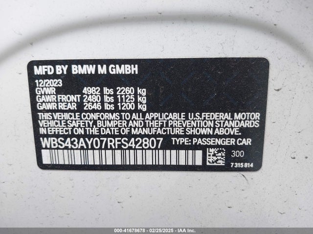 WBS43AY07RFS42807 BMW M3 Competition Xdrive
