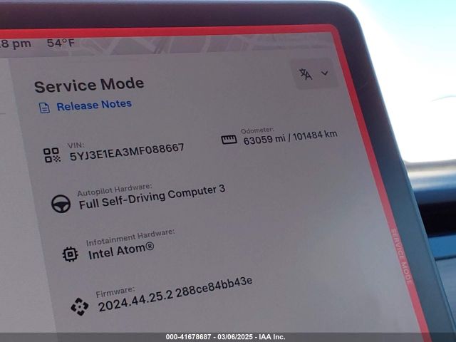 5YJ3E1EA3MF088667 Tesla Model 3 Standard Range Plus Rear-wheel Drive