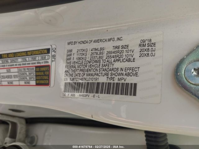 5J8TC1H67KL010191 Acura Rdx A-spec Package