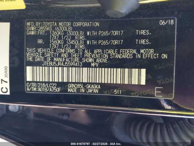 JTEBU5JR4J5599413 Toyota 4runner Trd Off Road Premium