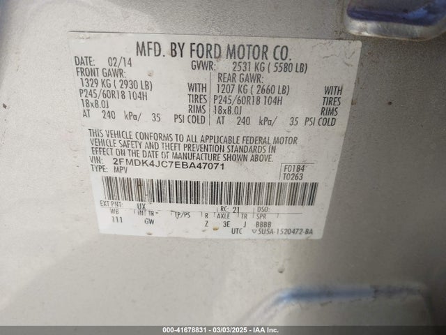 Ford EDGE SEL 2014 2FMDK4JC7EBA47071 Image 9