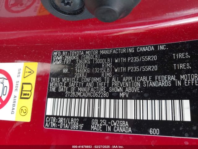 2T2BZMCA0HC062280 Lexus RX 350