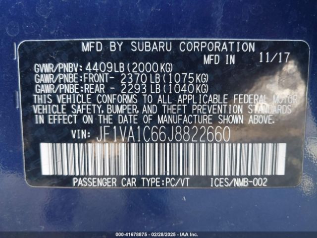 2018 SUBARU WRX JF1VA1C66J8822660 Photo 8