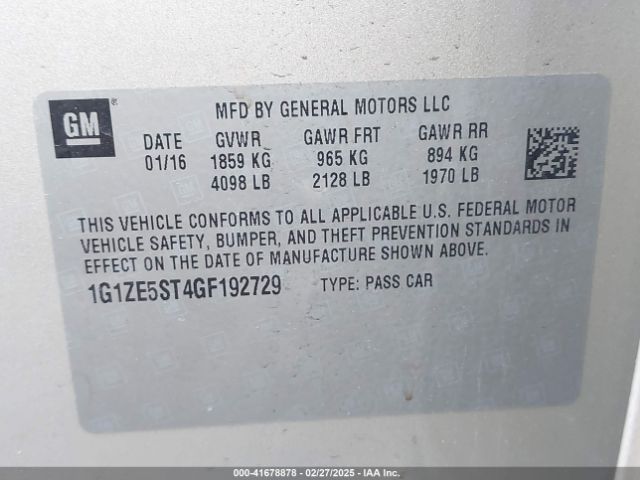 1G1ZE5ST4GF192729 Chevrolet MALIBU 1LT