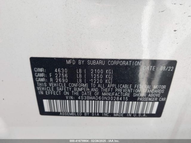 4S3BWAD60N3028415 Subaru Legacy Premium