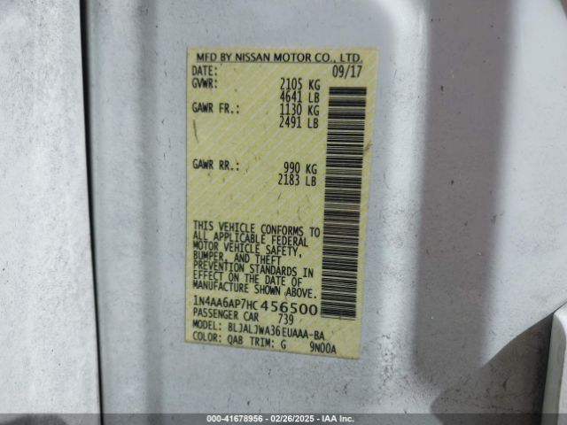1N4AA6AP7HC456500 Nissan Maxima 3.5 Sv