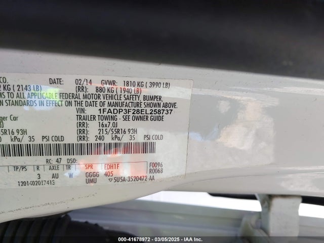 Ford FOCUS SE 2014 1FADP3F28EL258737 Image 9