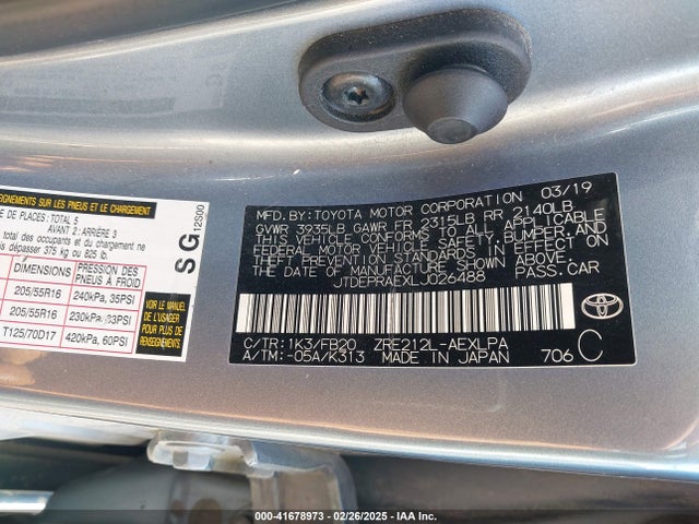 JTDEPRAEXLJ026488 Toyota COROLLA LE