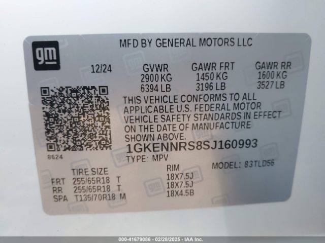 1GKENNRS8SJ160993 GMC Acadia Awd Elevation