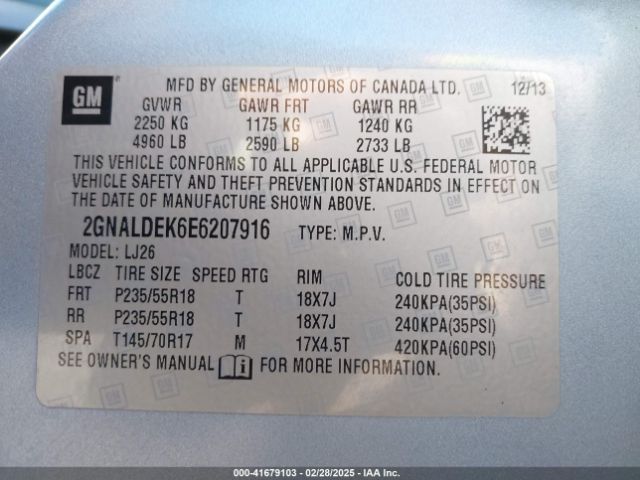 2GNALDEK6E6207916 Chevrolet Equinox Ltz