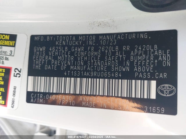 4T1S31AK9RU065484 Toyota Camry Hybrid Se