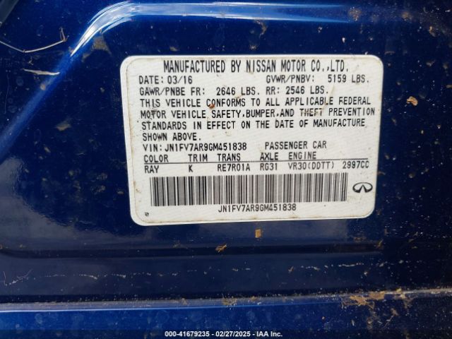 JN1FV7AR9GM451838 Infiniti Q50 3.0t Red Sport 400