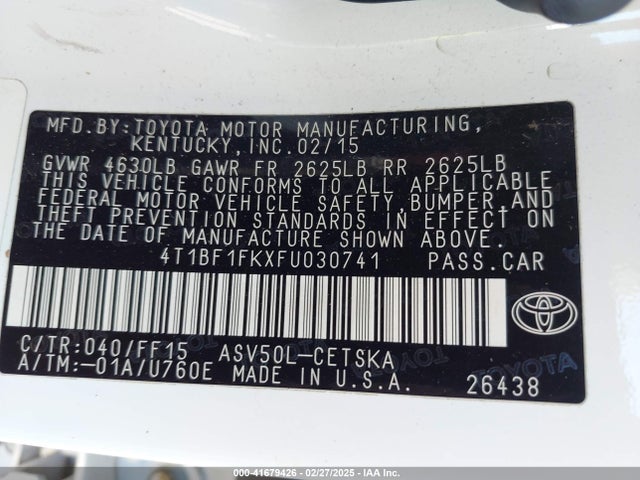 Toyota CAMRY SE 2015 4T1BF1FKXFU030741 Image 9