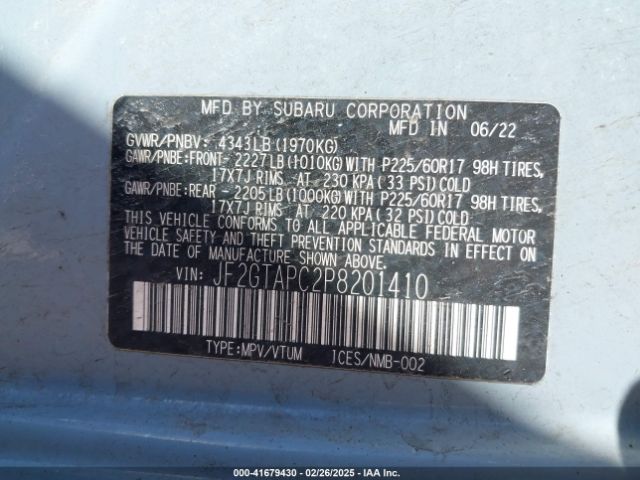JF2GTAPC2P8201410 Subaru Crosstrek Premium