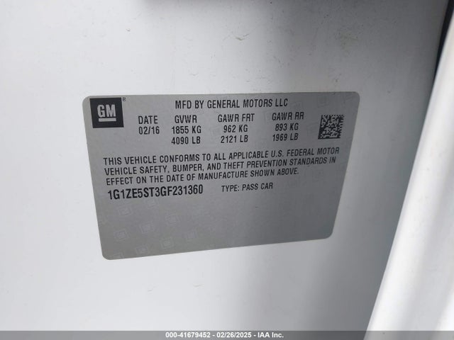 1G1ZE5ST3GF231360 Chevrolet MALIBU 1LT