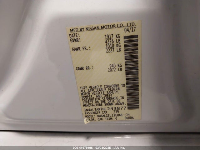 1N4AL3AP7HC243877 Nissan Altima 2.5 S