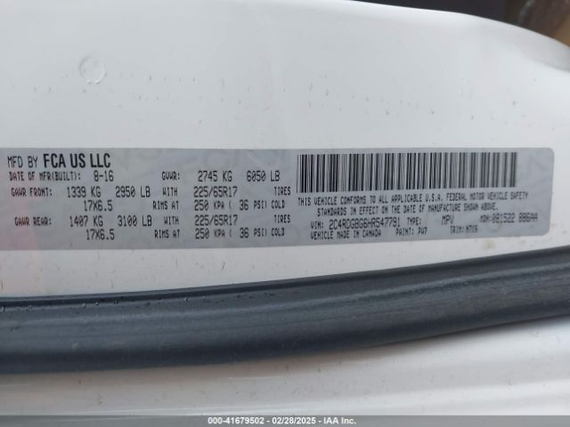 2C4RDGBG6HR547791 Dodge Grand Caravan Se Plus