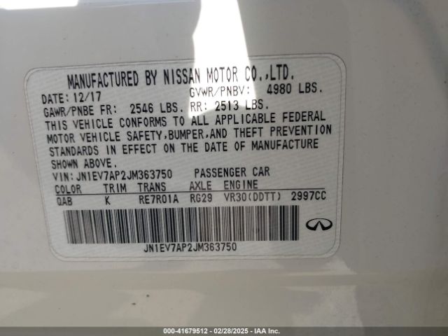 JN1EV7AP2JM363750 Infiniti Q50 3.0t Luxe