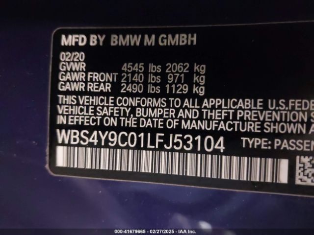 WBS4Y9C01LFJ53104 BMW M4