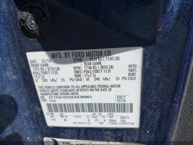 1FTFW1EF0EKE56863 Ford 2014