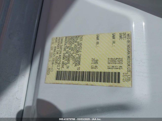 Nissan Altima 2.5 S 2015 1N4AL3AP1FN407917 Image 9