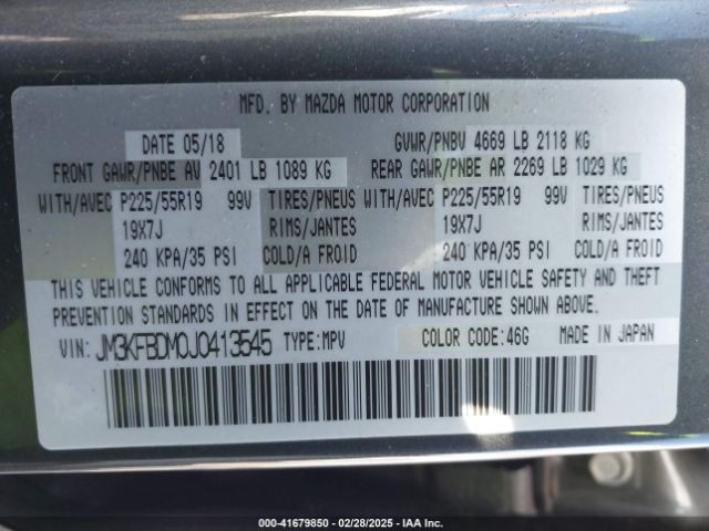JM3KFBDM0J0413545 Mazda Cx-5 Grand Touring