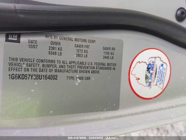2008 CADILLAC DTS 1G6KD57Y38U164002 Photo 8
