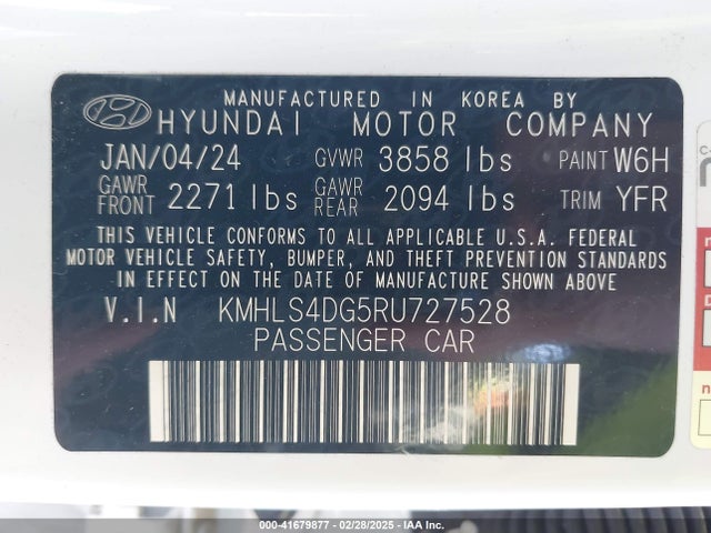 KMHLS4DG5RU727528 Hyundai ELANTRA SEL