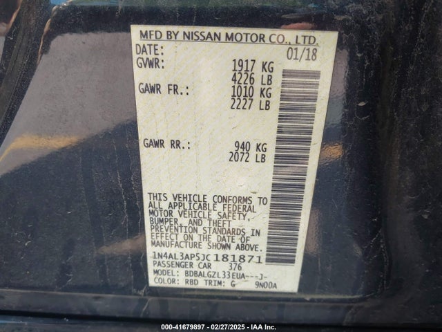 1N4AL3AP5JC181871 Nissan Altima 2.5 S
