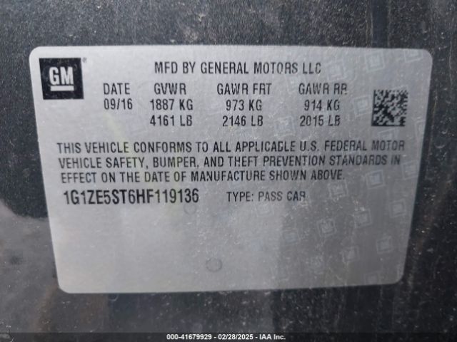 1G1ZE5ST6HF119136 Chevrolet MALIBU 1LT