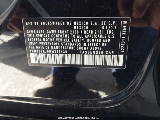 3VW2B7AJ6HM399439 Volkswagen Jetta 1.4t S
