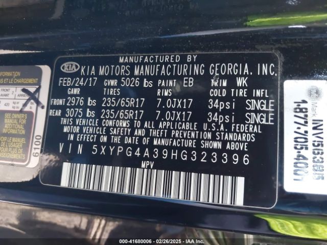 5XYPG4A39HG323396 KIA Sorento