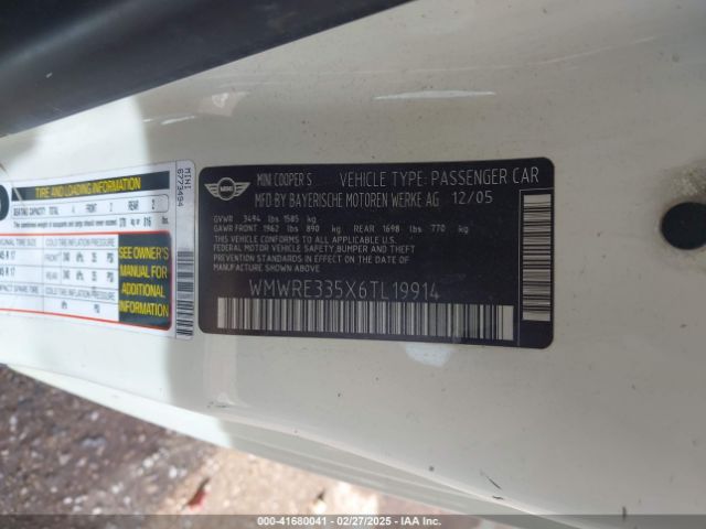 2006 MINI COOPER S WMWRE335X6TL19914 Photo 8
