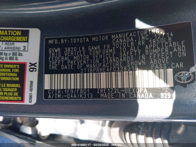 2T1BPRHE4FC328318 Toyota 2zr-fae