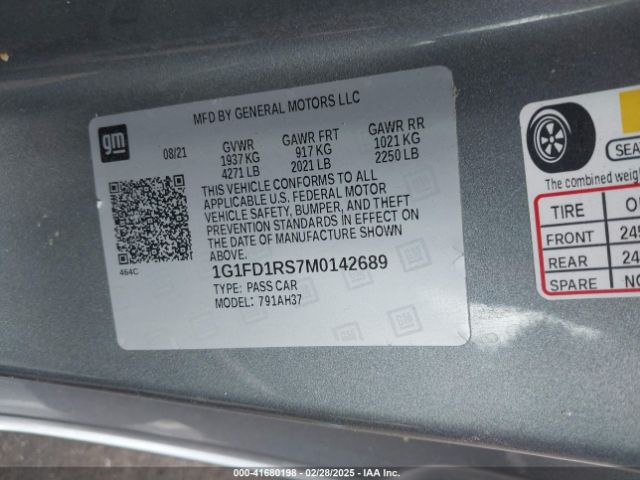 2021 CHEVROLET CAMARO 1G1FD1RS7M0142689 Photo 8