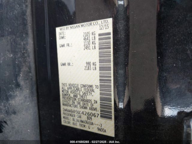 1N4AA6AP3GC426067 Nissan Maxima 3.5 Platinum