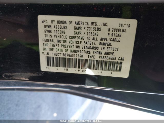 1HGCT1B87GA012858 Honda Accord Ex-l