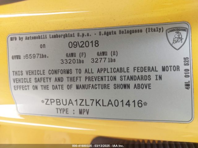 2019 LAMBORGHINI URUS ZPBUA1ZL7KLA01416 Photo 8