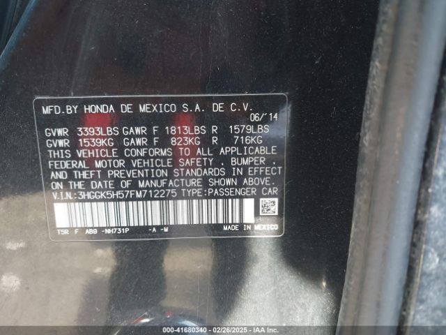3HGGK5H57FM712275 Honda FIT LX