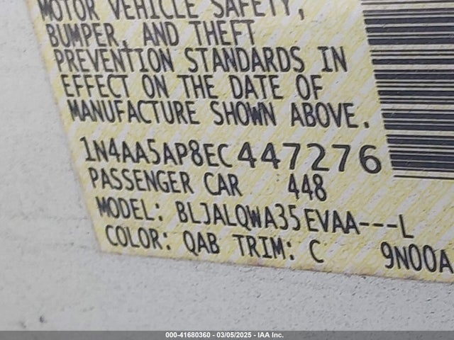 Nissan Maxima 3.5 S 2014 1N4AA5AP8EC447276 Image 9