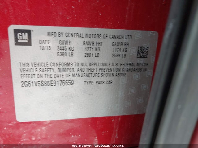 41680401 :رقم المزاد ، 2G61V5S85E9176659 vin ، 2014 Cadillac Xts Vsport Premium مزاد بيع